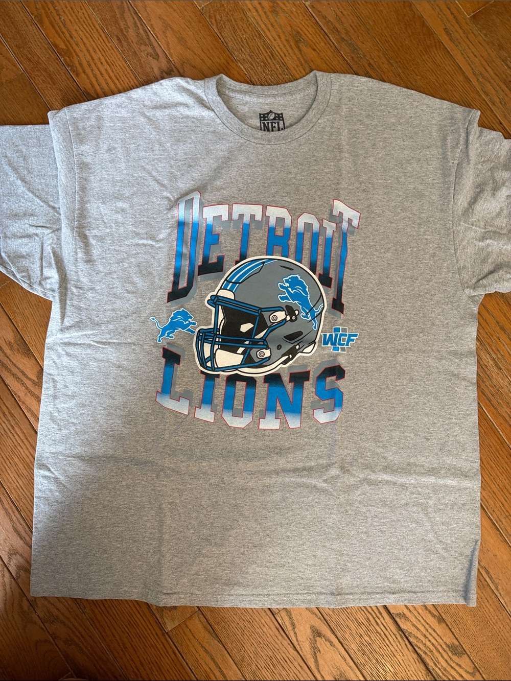 NFL Detroit Lions Gray and Blue Graphic Tee